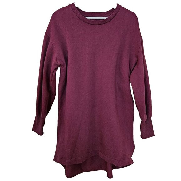 Zara Sweater Dress Womens M Burgundy LS Strech Pleated Back Short Preppy - Picture 1 of 16